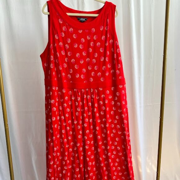 Lands End Women's Plus 3X Red Knit Maxi Dress with floral print - Picture 6 of 6